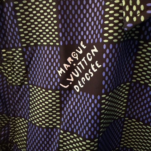 Louis Vuitton Blue & Green Check Short Sleeve Button-Down Shirt - Picture 4 of 7